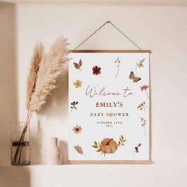 Pumpkin Wildflower Boho Baby shower Welkomstbord Poster