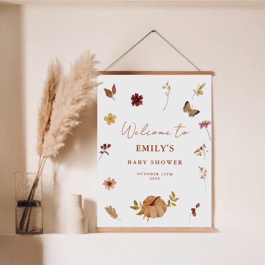 Pumpkin Wildflower Boho Baby shower Welkomstbord Poster