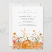 Pumpkin Wildflower Fall Watercolor 35th Birthday  Kaart (Voorkant)