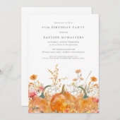 Pumpkin Wildflower Fall Watercolor 85th Birthday  Kaart (Voorkant / Achterkant)