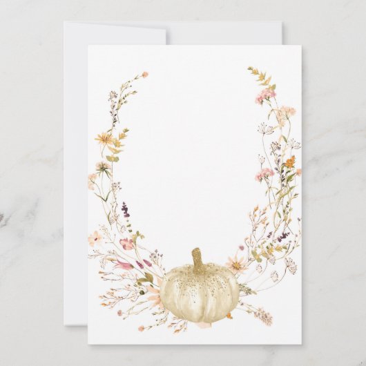 Pumpkin Wildflower Waterverf Baby Uitnodiging (Achterkant)