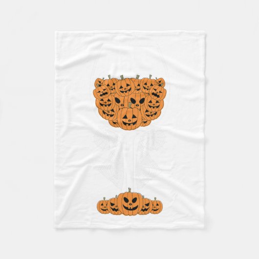 Pumpkin Wine Gl Spider Webkostuum Easy Halloween Fleece Deken (Voorkant)