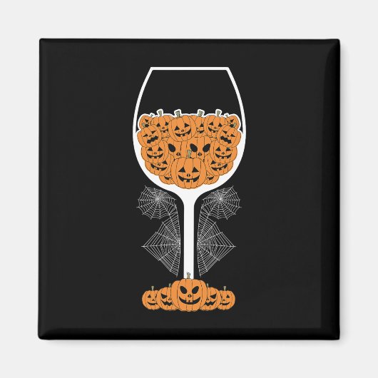 Pumpkin Wine Gl Spider Webkostuum Easy Halloween Magneet (Voorkant)