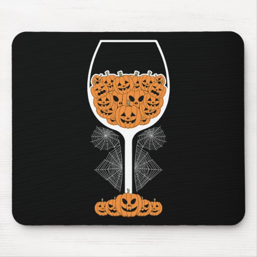Pumpkin Wine Gl Spider Webkostuum Easy Halloween Muismat (Voorkant)