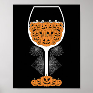 Pumpkin Wine Gl Spider Webkostuum Easy Halloween Poster