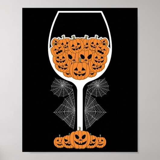 Pumpkin Wine Gl Spider Webkostuum Easy Halloween Poster (Voorkant)
