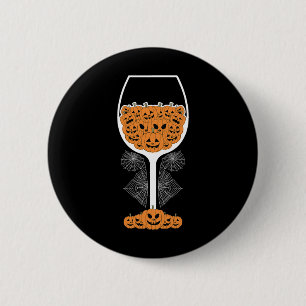 Pumpkin Wine Gl Spider Webkostuum Easy Halloween Ronde Button 5,7 Cm