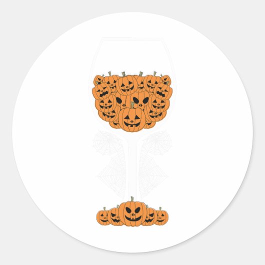 Pumpkin Wine Gl Spider Webkostuum Easy Halloween Ronde Sticker (Voorkant)