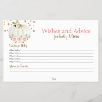 Pumpkin Wishes en Advies Baby shower Game Flyer
