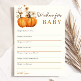 Pumpkin Wishes voor Baby Baby shower Advies Kaart