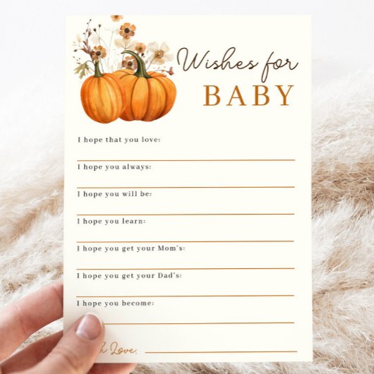 Pumpkin Wishes voor Baby Baby shower Advies Kaart