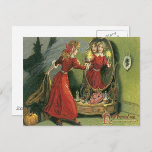 Pumpkin Witch Black Cat Ghost Briefkaart (Voorkant / Achterkant)