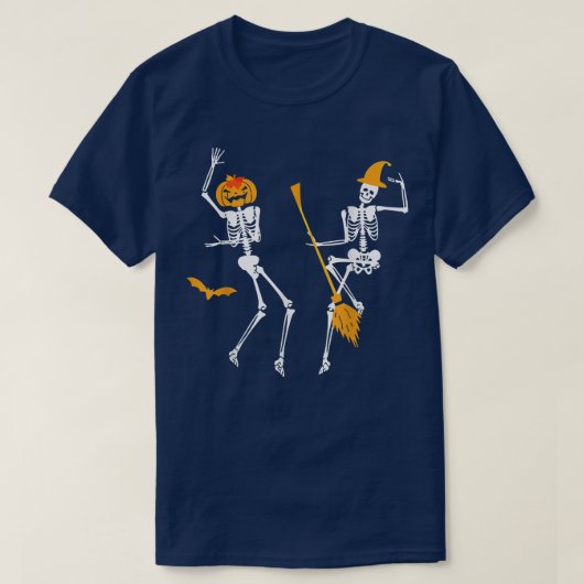 Pumpkin Witch Dance of Death Macabre Skeleton T-shirt (Design voorkant)