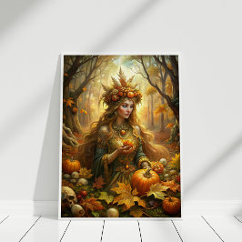 Pumpkin Witch Fairy - Betoverde Halloween Wall Art Poster