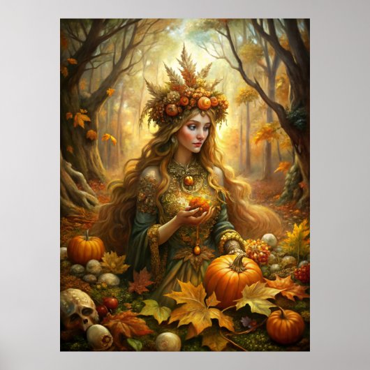 Pumpkin Witch Fairy - Betoverde Halloween Wall Art Poster (Voorkant)