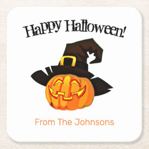 Pumpkin Witch Halloween Party Paper Drink Coasters Kartonnen Onderzetters