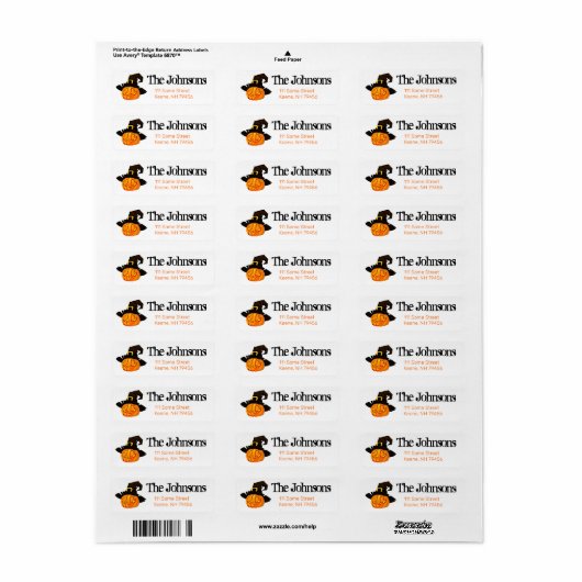 Pumpkin Witch Halloween Return Address Labels (Full Sheet)