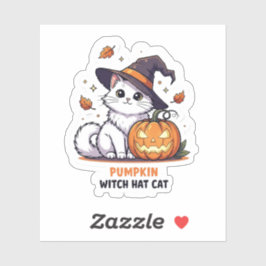 Pumpkin Witch Pet Cat - Schattigee Halloween Sticker