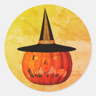 Pumpkin Witch Pet Halloween Funny Ronde Sticker