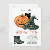 Pumpkin Witch Pet Halloween Uitnodiging (Voorkant / Achterkant)
