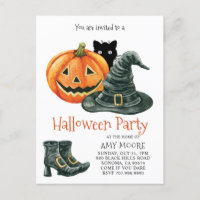 Pumpkin Witch Pet Halloween Uitnodiging