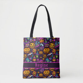 Pumpkin Witch Pet Zwarte Canvas tas