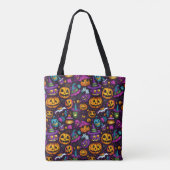 Pumpkin Witch Pet Zwarte Canvas tas (Achterkant)