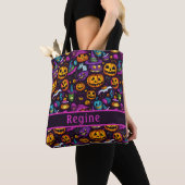 Pumpkin Witch Pet Zwarte Canvas tas (Dichtbij)