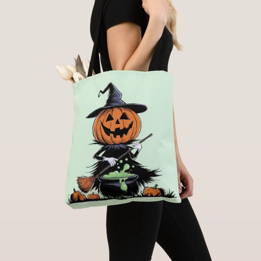 Pumpkin Witch Tote Bag (Dichtbij)
