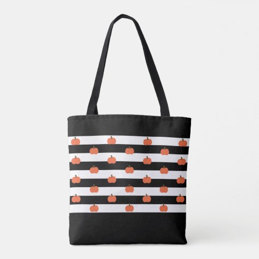 Pumpkin with Black & White Stripes - Personalized  Tote Bag (Achterkant)
