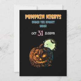 Pumpkin with Full Moon &  Halloween Kaart