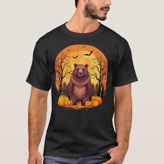 Pumpkin With Funny Halloween Costume Grizzly Bear  T-shirt (Voorkant)