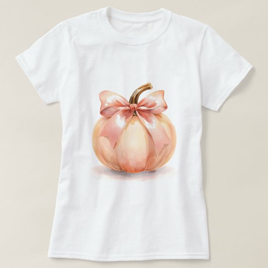 Pumpkin With Pink Bow Halloween T-shirt (Design voorkant)