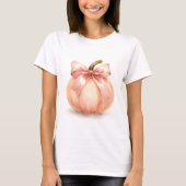 Pumpkin With Pink Bow Halloween T-shirt (Voorkant)