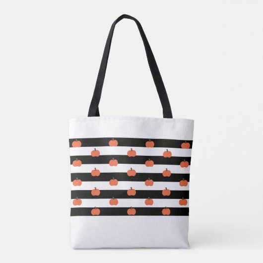 Pumpkin with White & Black Stripes - Personalized Tote Bag (Achterkant)