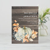 Pumpkin & Wood Weddenschap Uitnodiging Alle kleure (Staand voorkant)