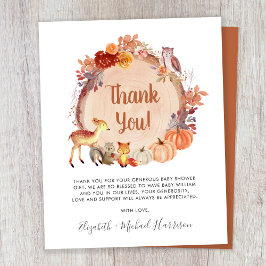 Pumpkin Woodland Animals Baby shower Dank u