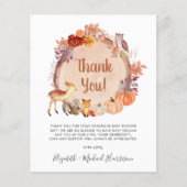 Pumpkin Woodland Animals Baby shower Dank u (Voorkant)