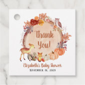 Pumpkin Woodland Animals Baby shower Dank u Bedankjes Labels (Voorkant)