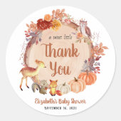 Pumpkin Woodland Animals Baby shower Dank u Ronde Sticker (Voorkant)