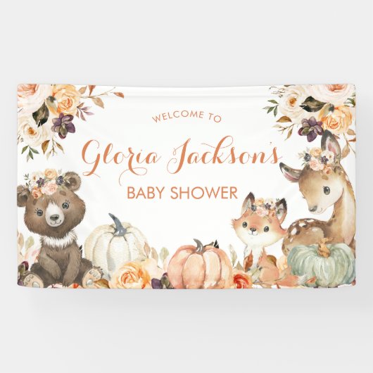 Pumpkin Woodland Baby shower Grote banner (Horizontaal)