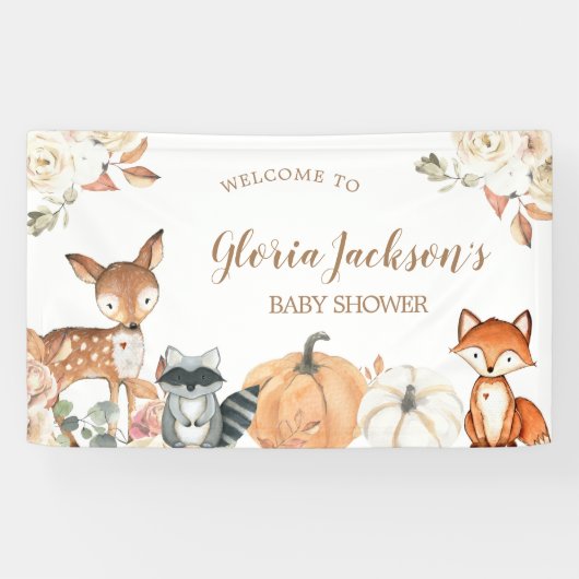 Pumpkin Woodland Baby shower Grote banner (Horizontaal)