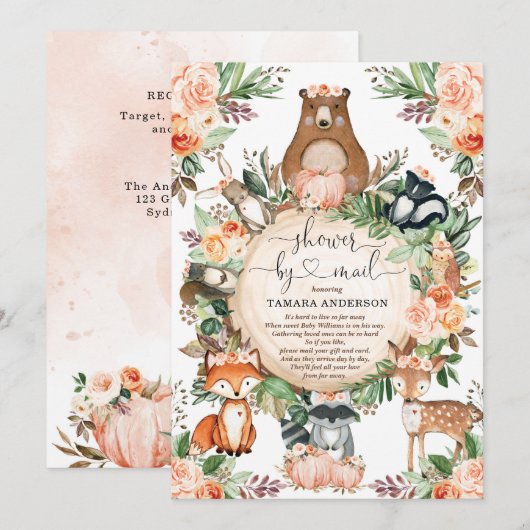 Pumpkin Woodland Wilde Dieren schokken per post Kaart (Voorkant / Achterkant)