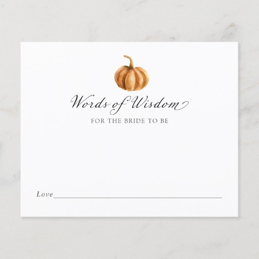 Pumpkin Words of Wisdom for the bride to be (Voorkant)
