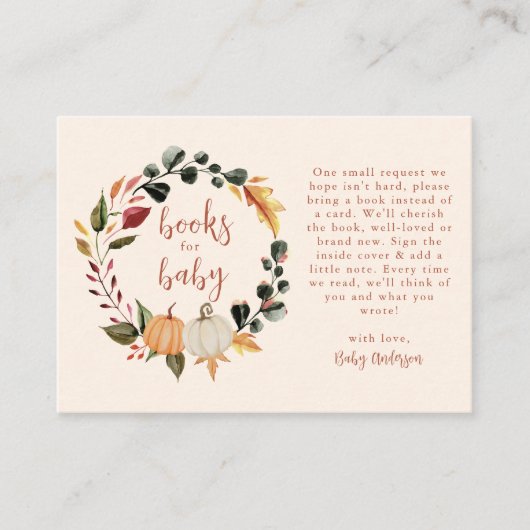 Pumpkin Wreath Baby Shower Books for baby Informatiekaartje (Voorkant)