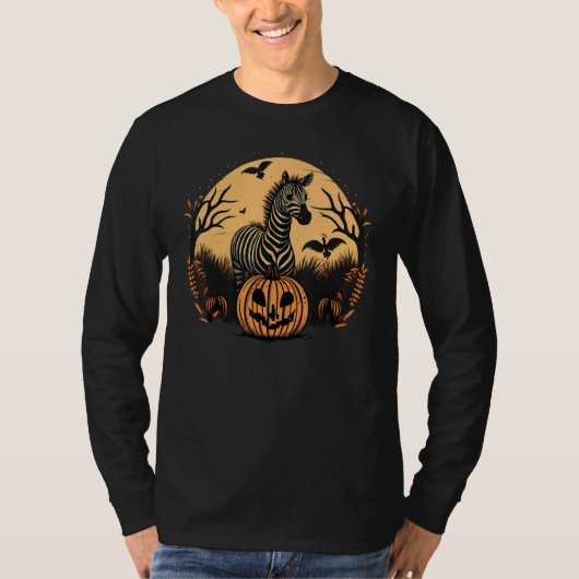 Pumpkin Zebra costume on Zebra Halloween 1 T-shirt (Voorkant)