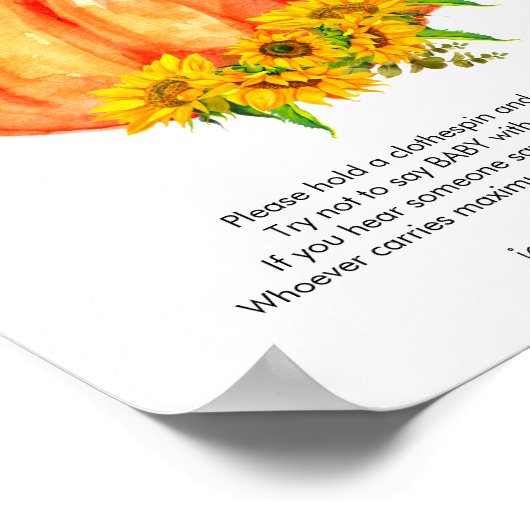 Pumpkin Zeg niet dat Baby Poster (Hoek)