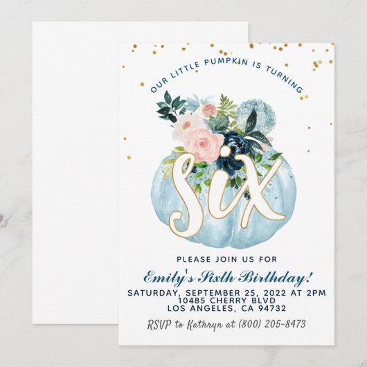 Pumpkin Zesde uitnodiging van afgelopen zaterdag (Voorkant / Achterkant)