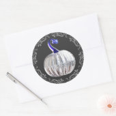 Pumpkin zilverblauw herfst elegant ronde sticker (Envelop)