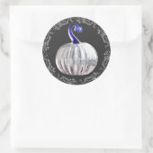 Pumpkin zilverblauw herfst elegant ronde sticker (Tas)